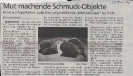Ausstellung Schmuckobjekte aus Karton Mittelbayerische Zeitung Mai 2001